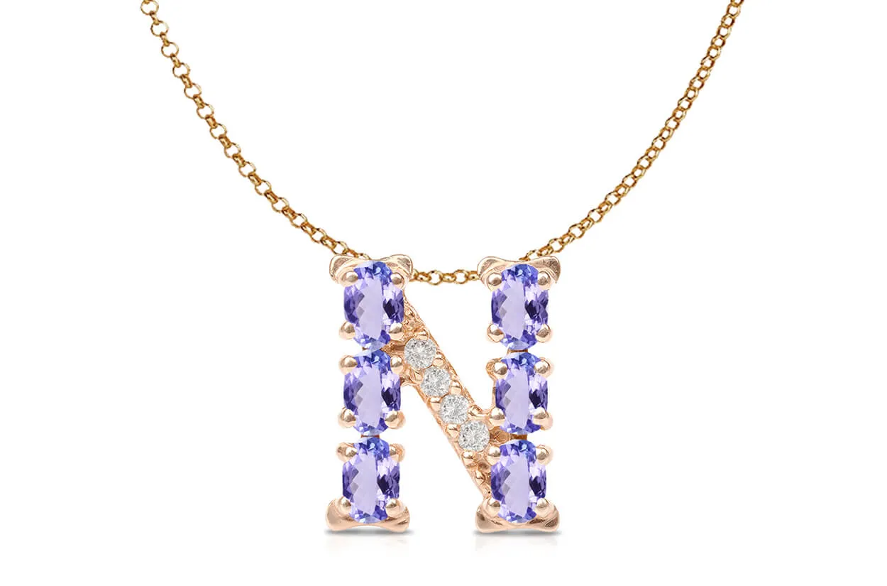Pendant Letter N Initial 18kt Gold