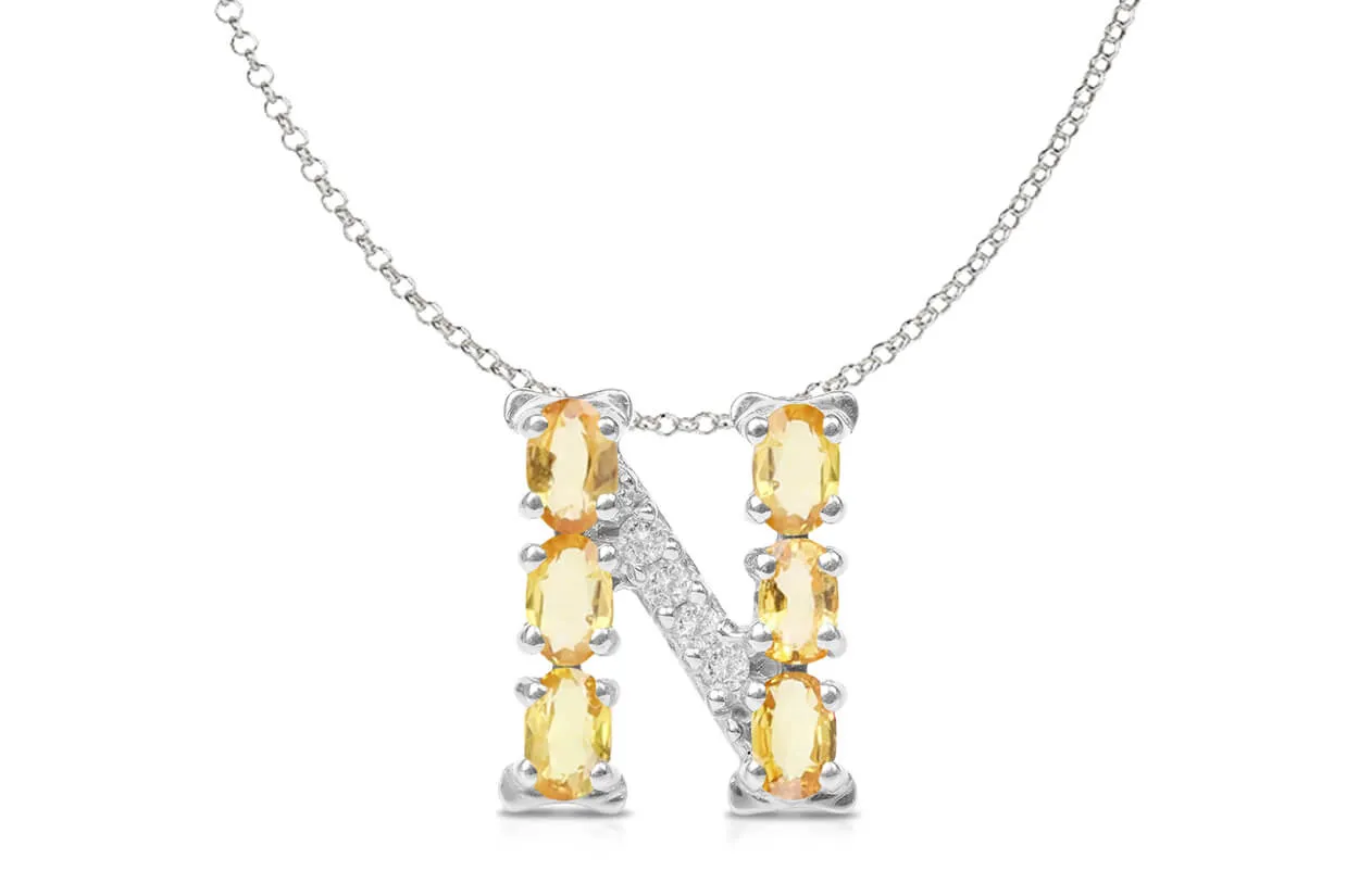 Pendant Letter N Initial 18kt Gold