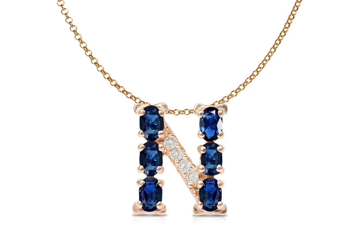 Pendant Letter N Initial 18kt Gold