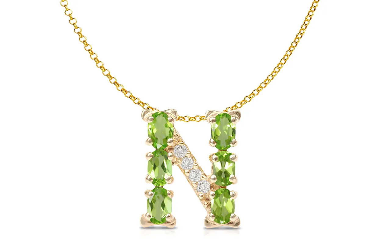 Pendant Letter N Initial 18kt Gold