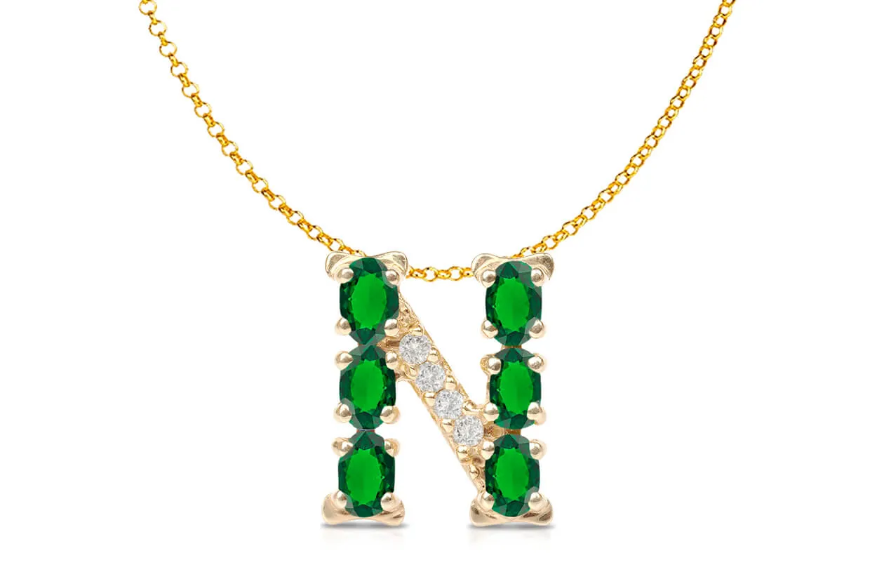 Pendant Letter N Initial 18kt Gold