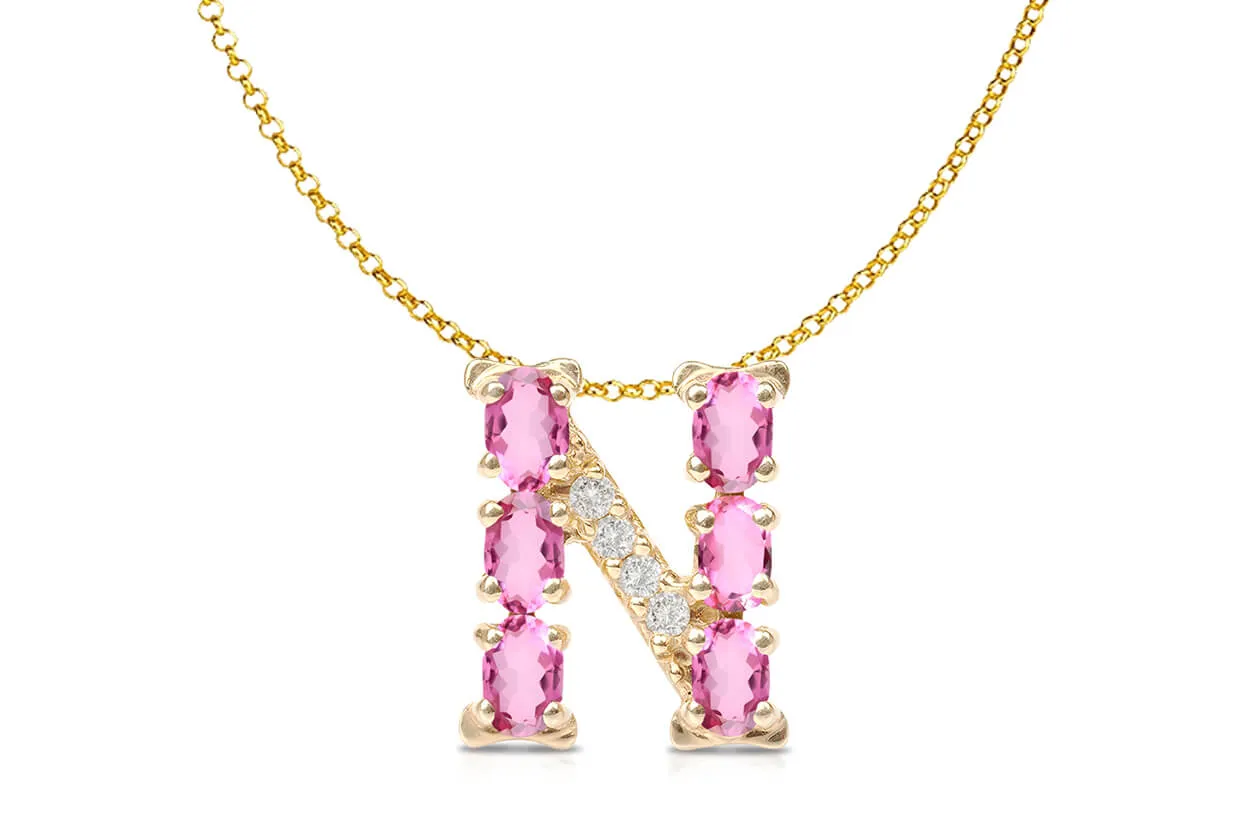 Pendant Letter N Initial 18kt Gold
