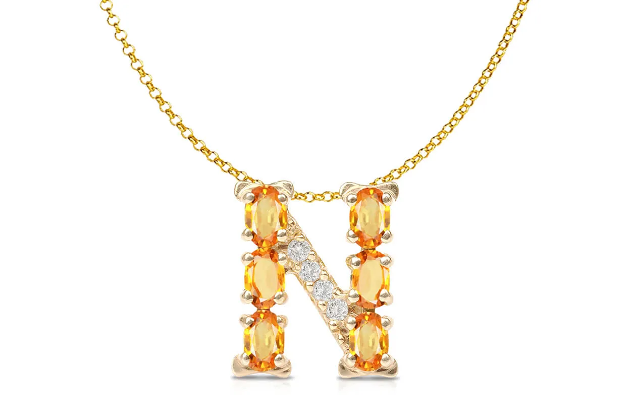 Pendant Letter N Initial 18kt Gold