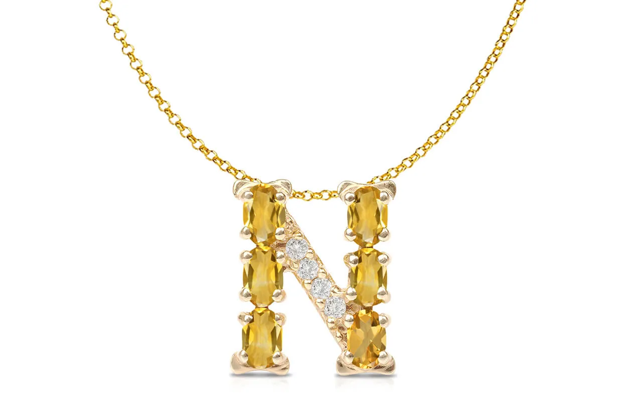 Pendant Letter N Initial 18kt Gold