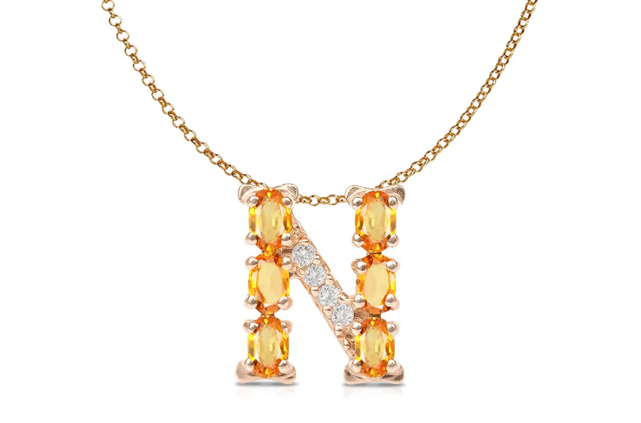 Pendant Letter N Initial 18kt Gold