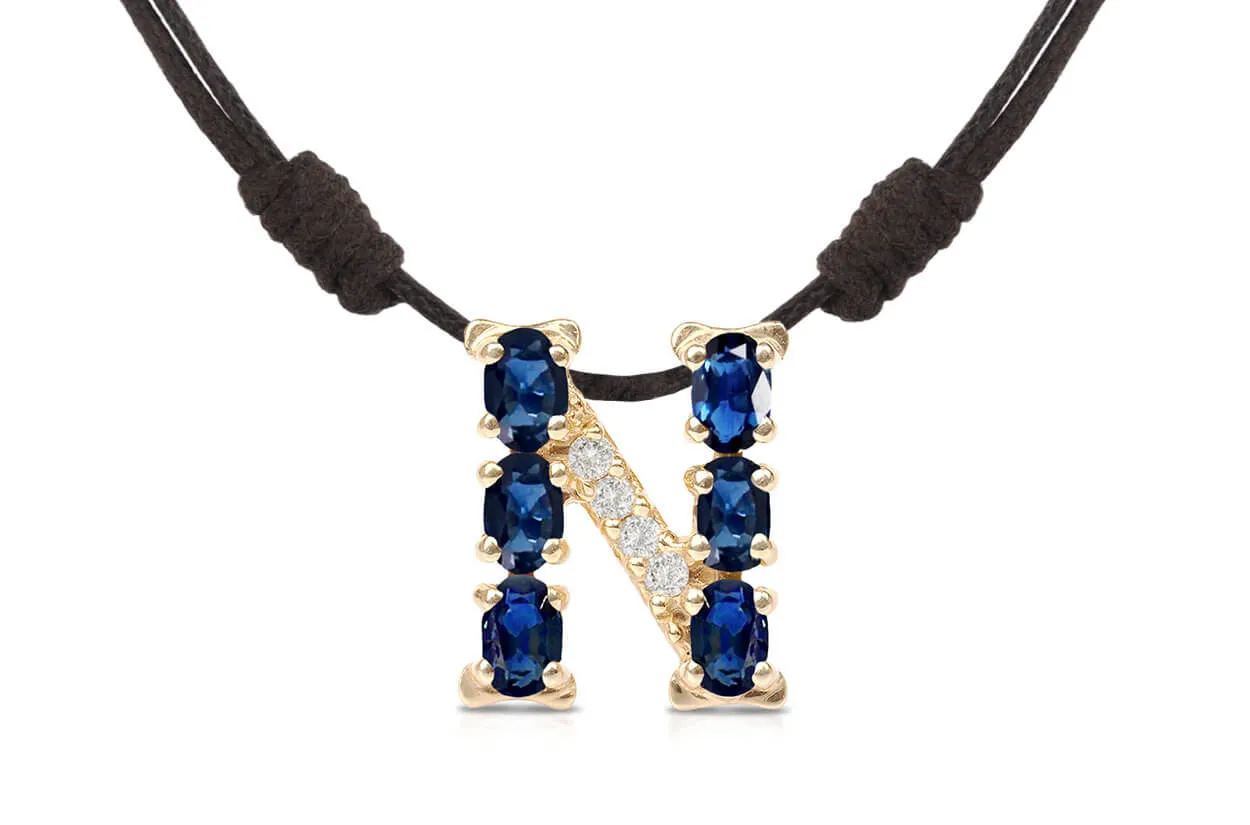 Pendant Letter N Initial 18kt Gold