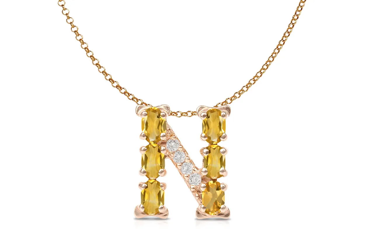 Pendant Letter N Initial 18kt Gold