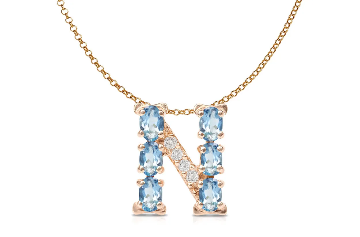 Pendant Letter N Initial 18kt Gold