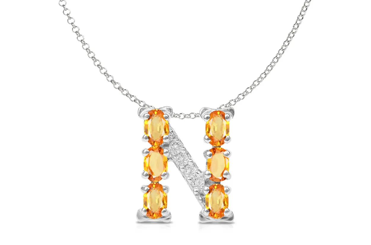 Pendant Letter N Initial 18kt Gold