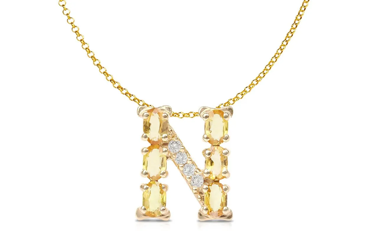 Pendant Letter N Initial 18kt Gold