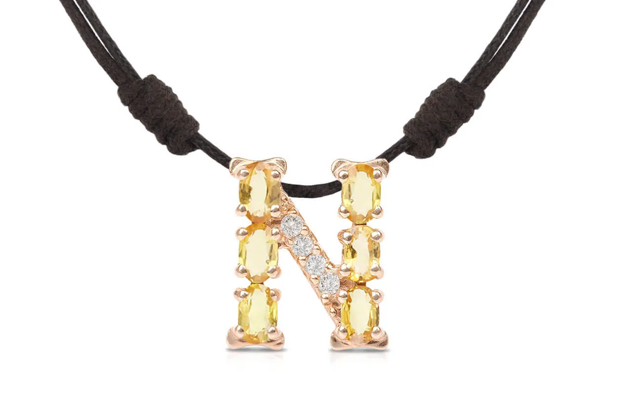 Pendant Letter N Initial 18kt Gold