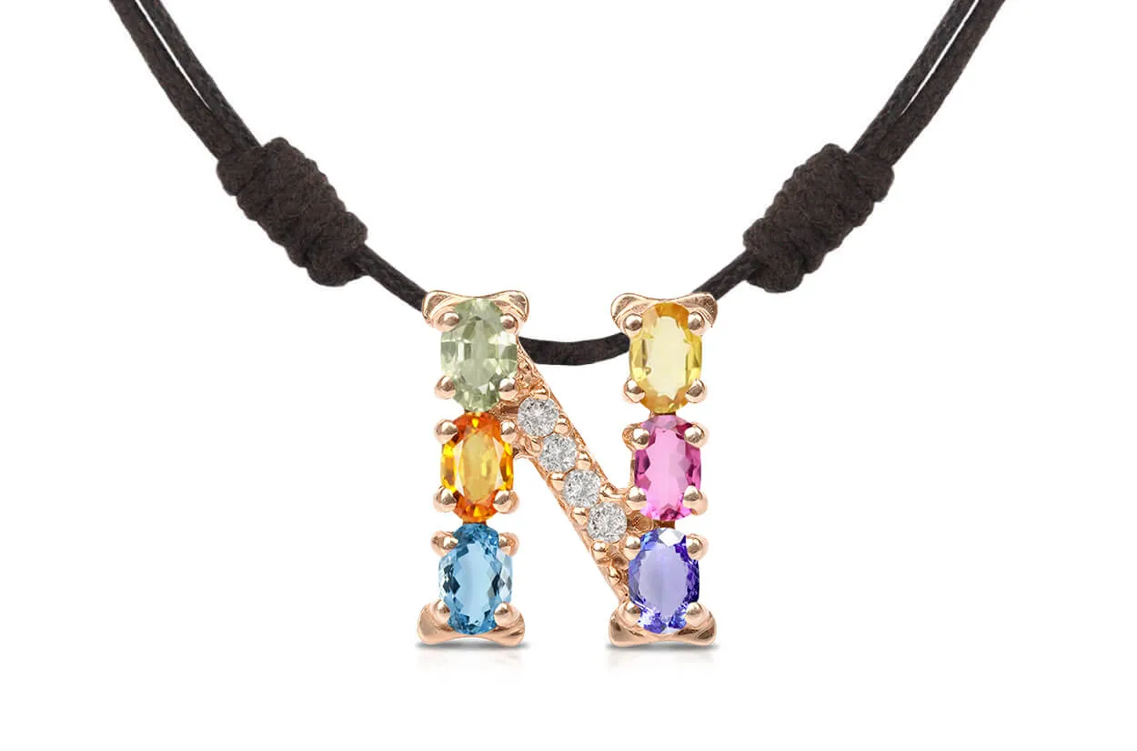 Pendant Letter N Initial 18kt Gold