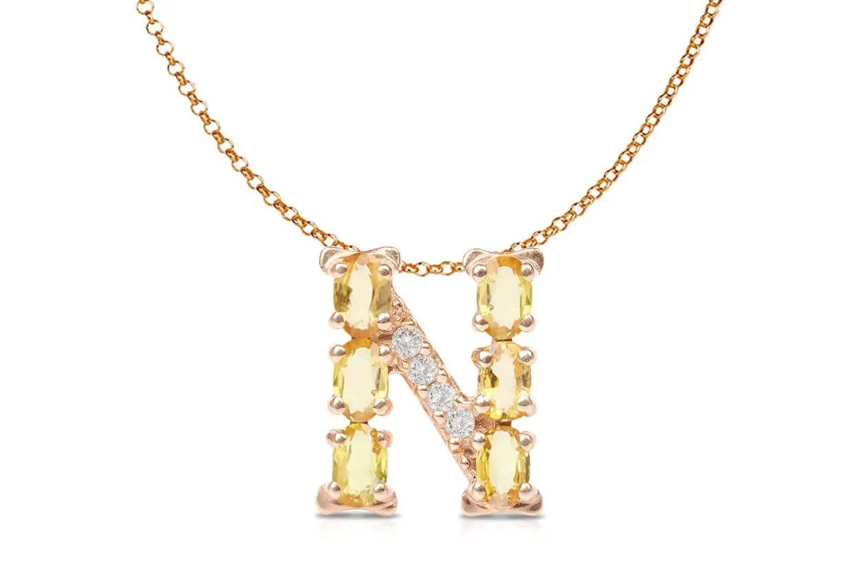 Pendant Letter N Initial 18kt Gold