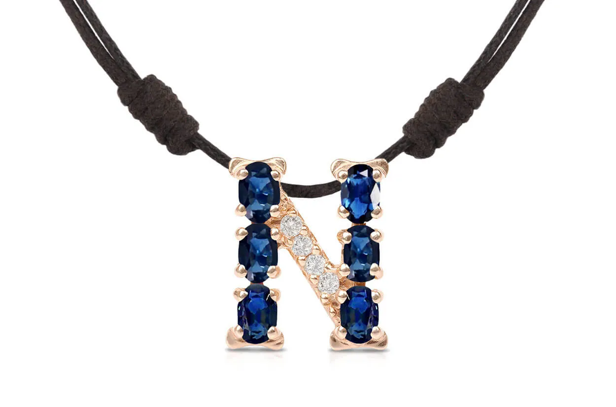 Pendant Letter N Initial 18kt Gold