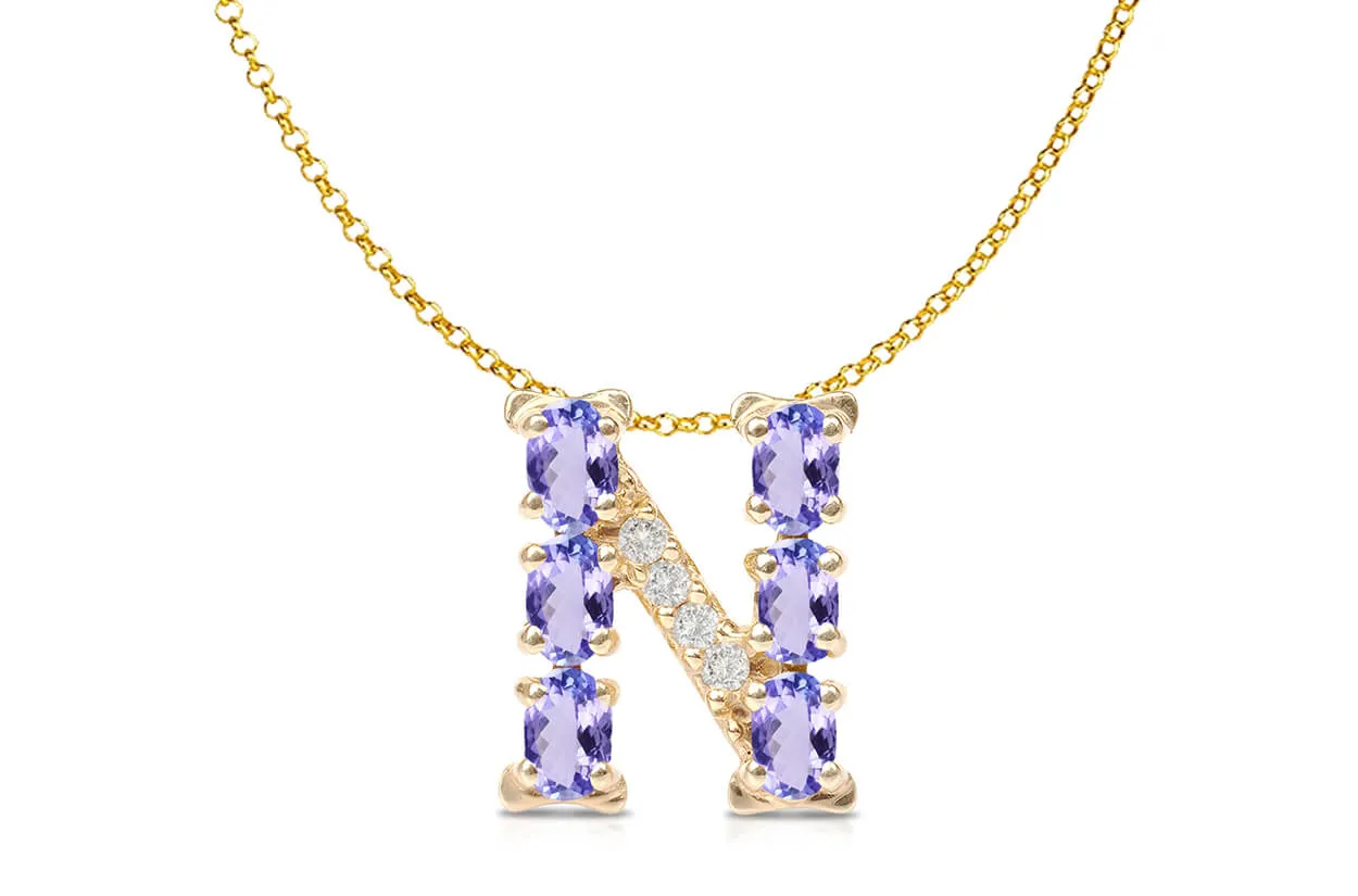Pendant Letter N Initial 18kt Gold