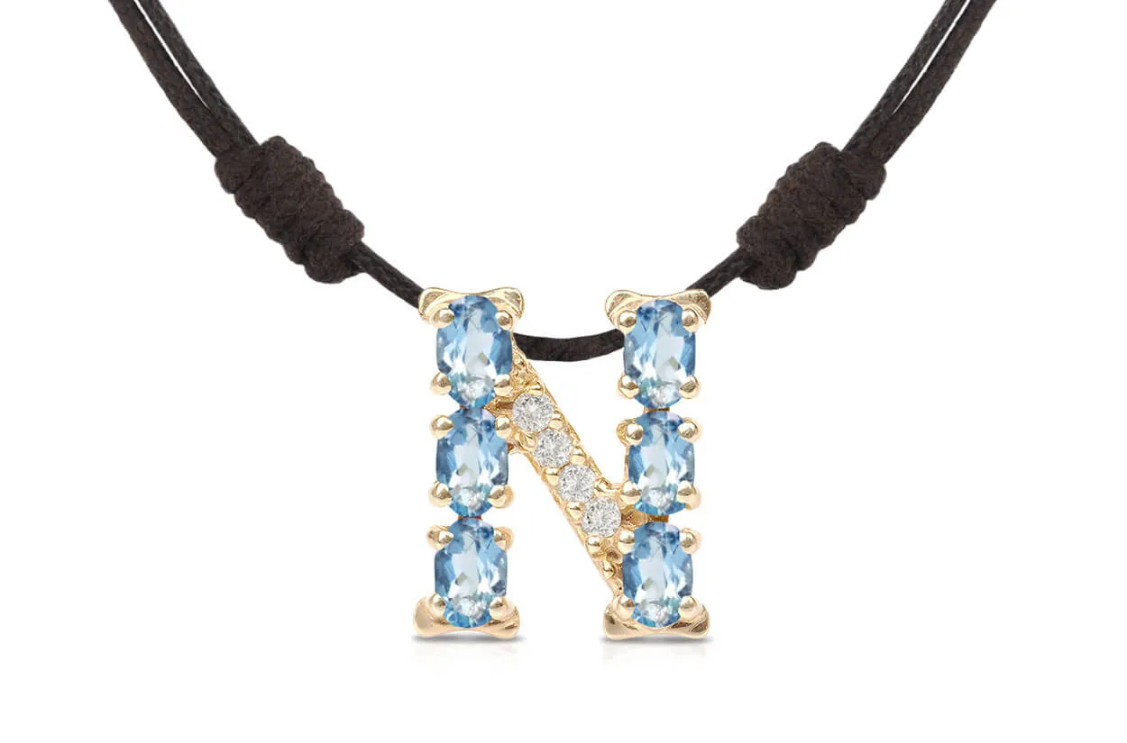 Pendant Letter N Initial 18kt Gold