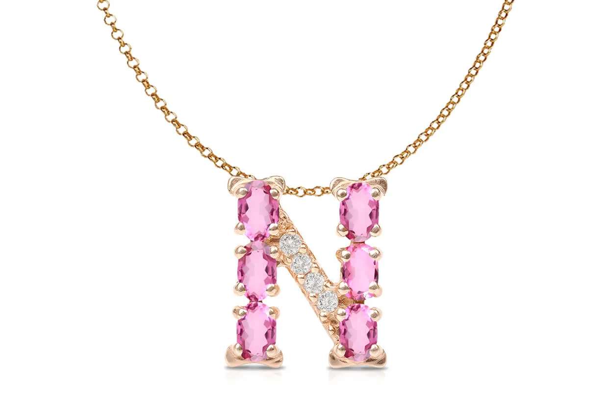 Pendant Letter N Initial 18kt Gold