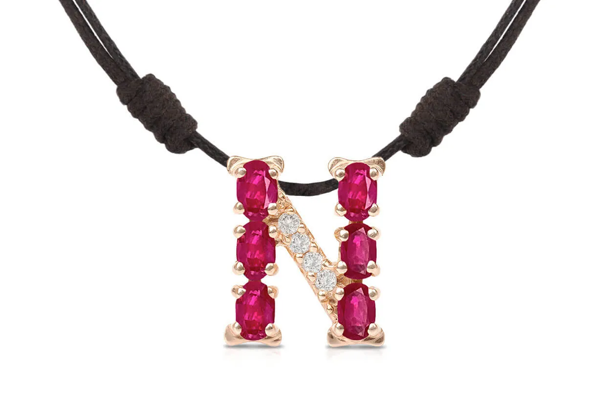 Pendant Letter N Initial 18kt Gold