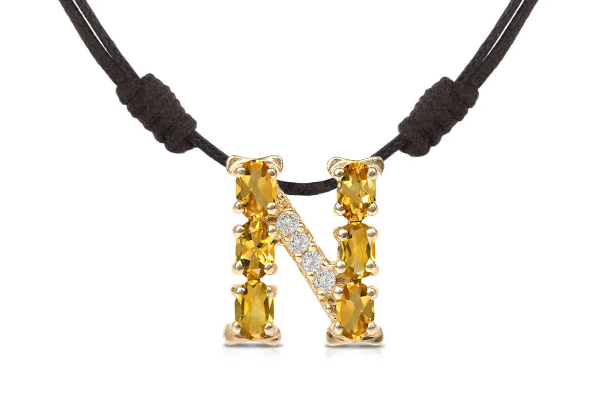 Pendant Letter N Initial 18kt Gold
