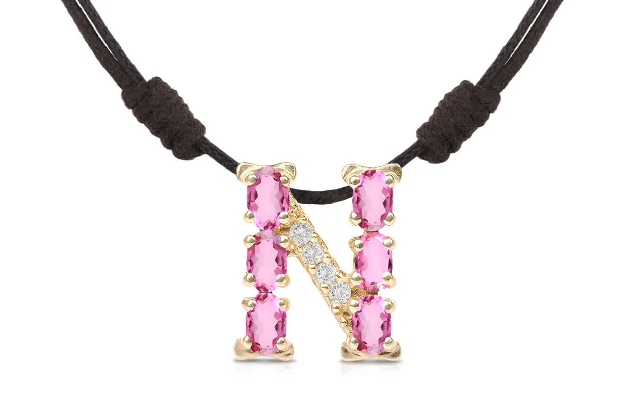 Pendant Letter N Initial 18kt Gold