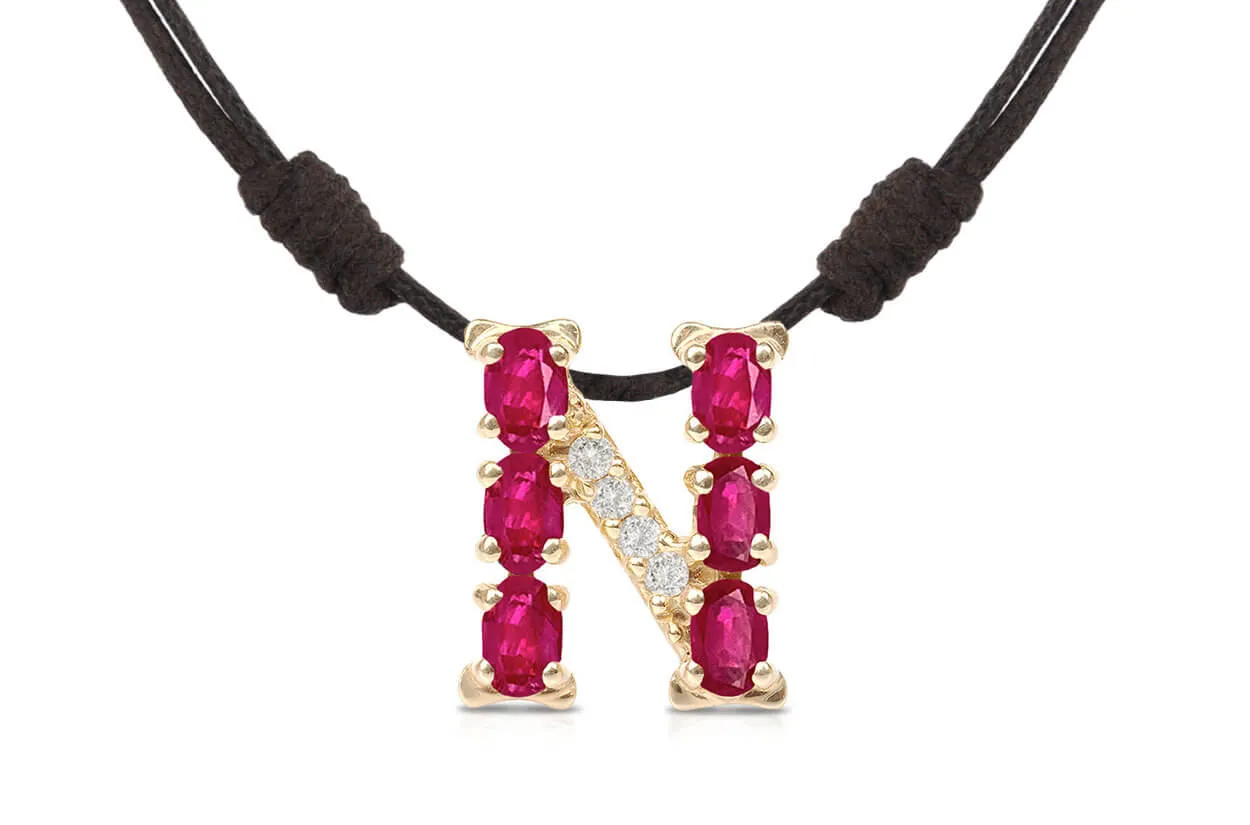 Pendant Letter N Initial 18kt Gold