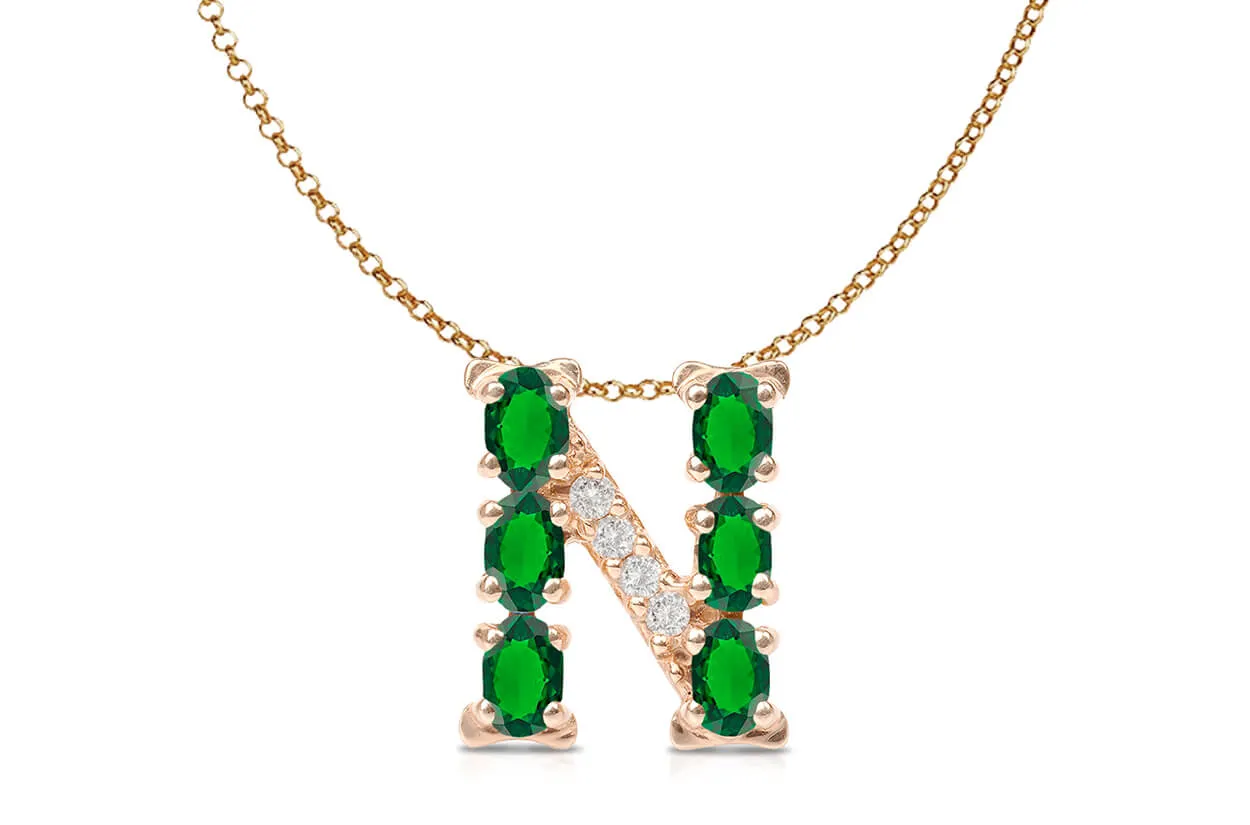 Pendant Letter N Initial 18kt Gold