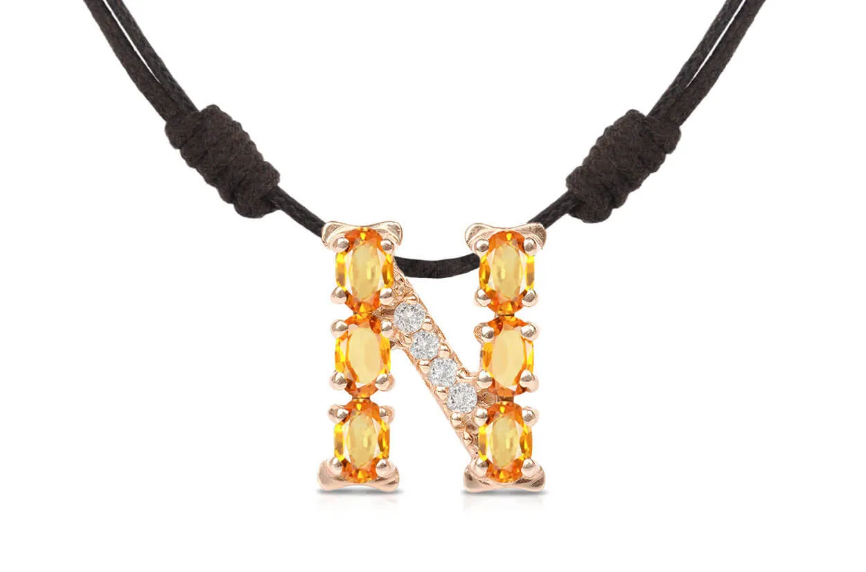Pendant Letter N Initial 18kt Gold