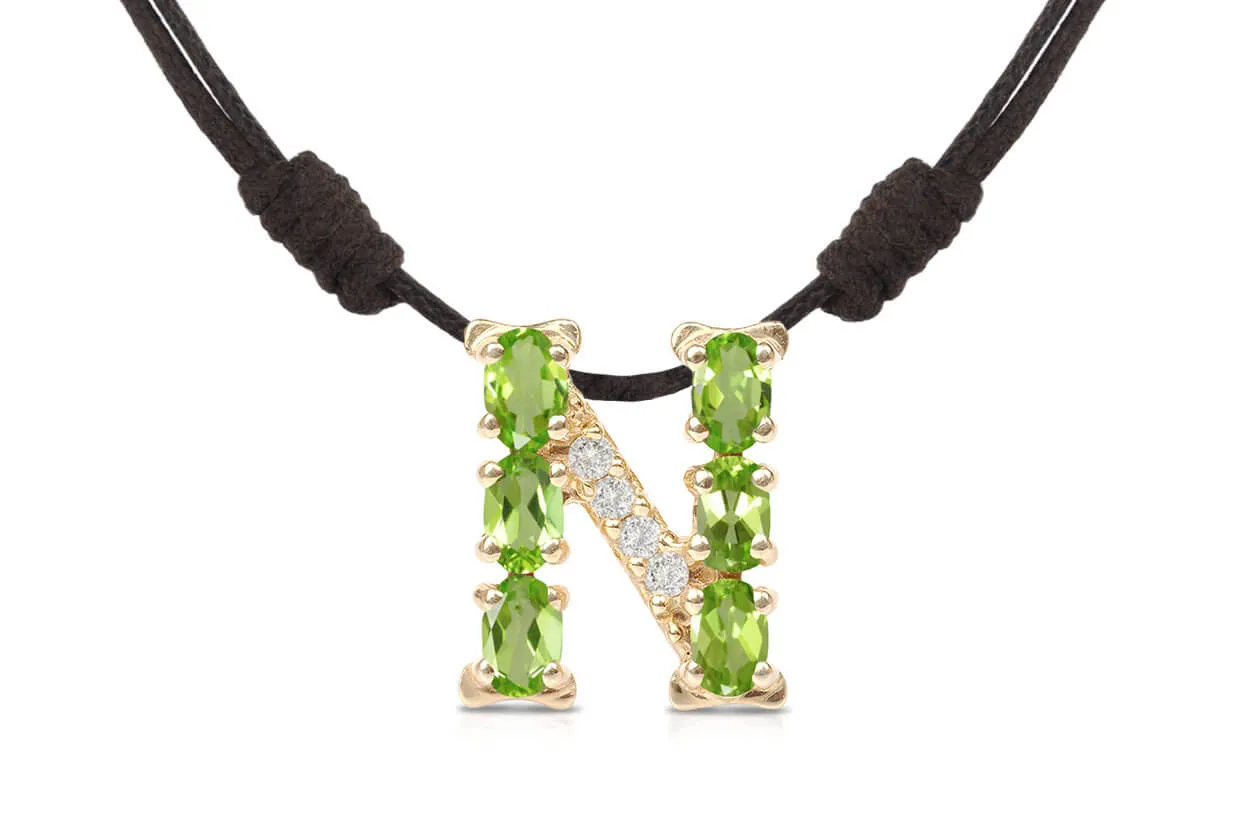 Pendant Letter N Initial 18kt Gold