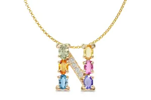 Pendant Letter N Initial 18kt Gold