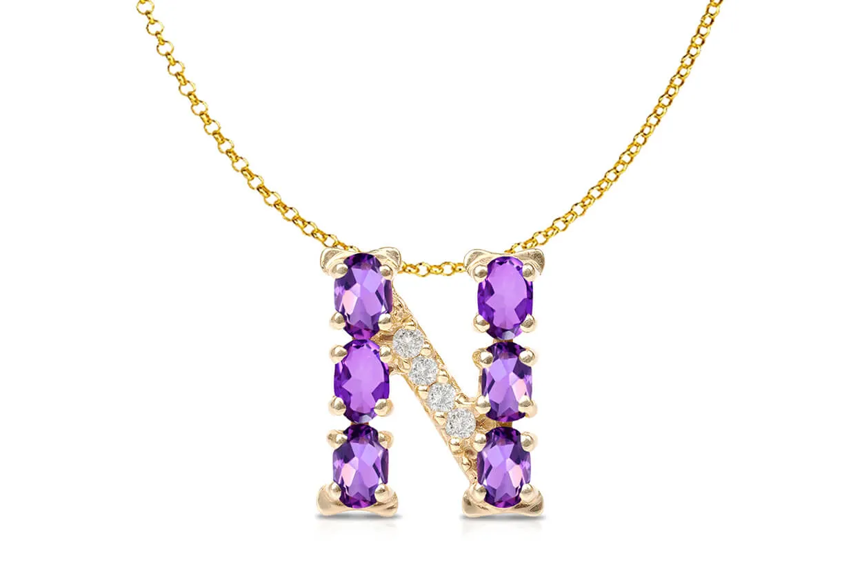 Pendant Letter N Initial 18kt Gold