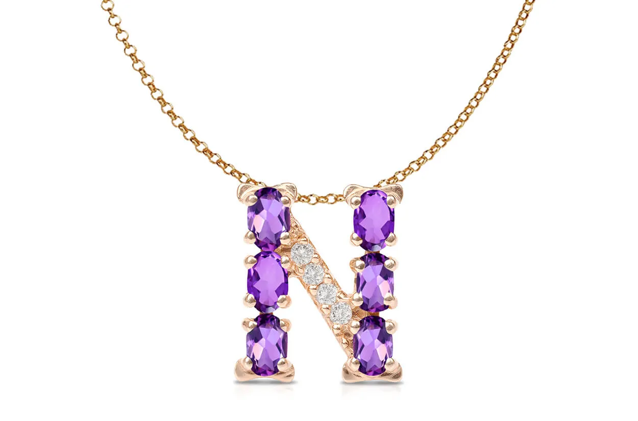 Pendant Letter N Initial 18kt Gold
