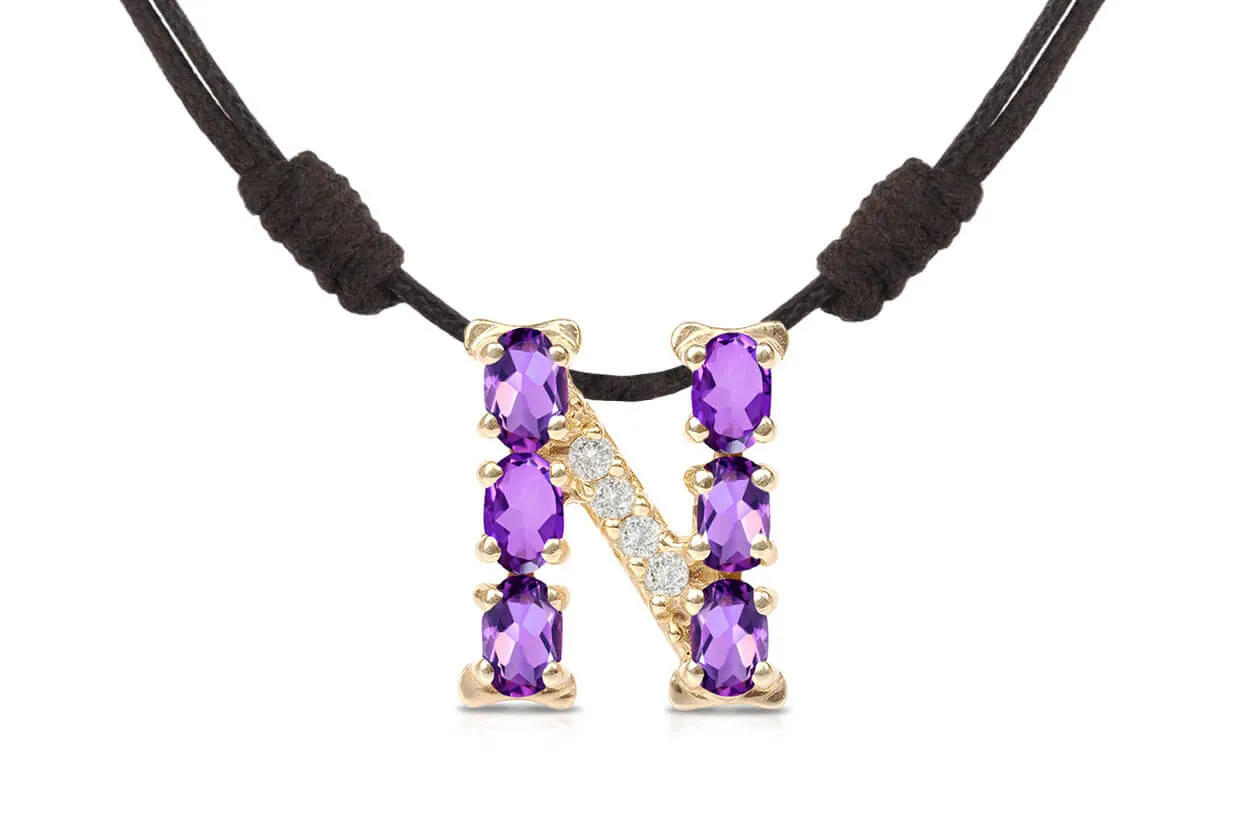 Pendant Letter N Initial 18kt Gold