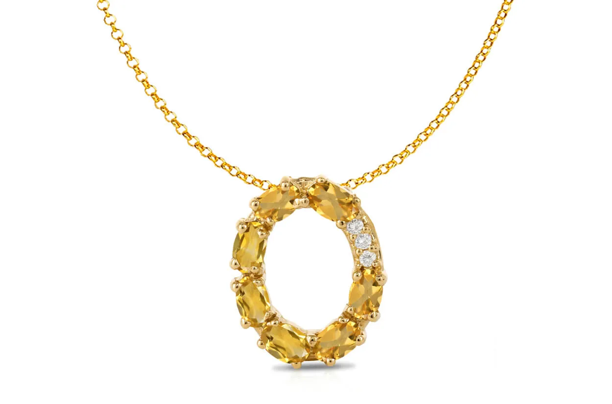 Pendant Letter O Initial 18kt Gold