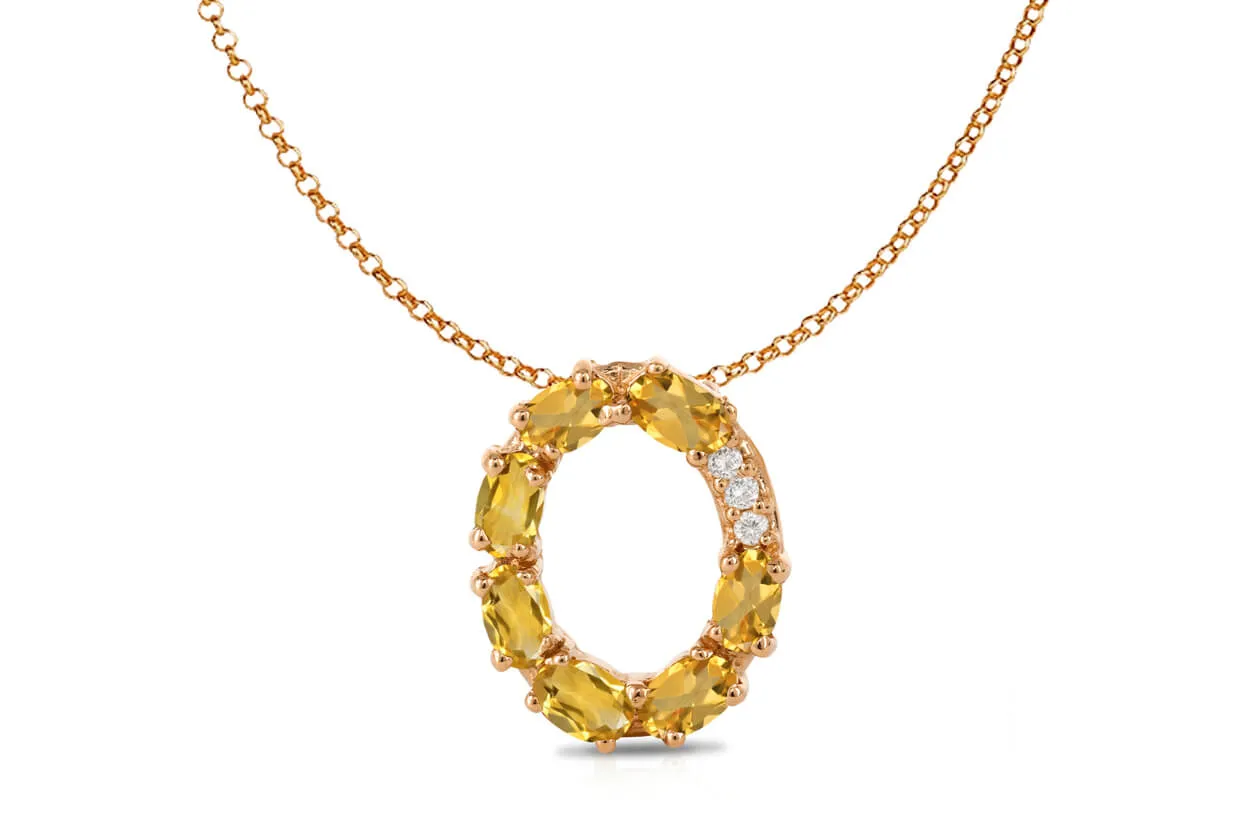 Pendant Letter O Initial 18kt Gold
