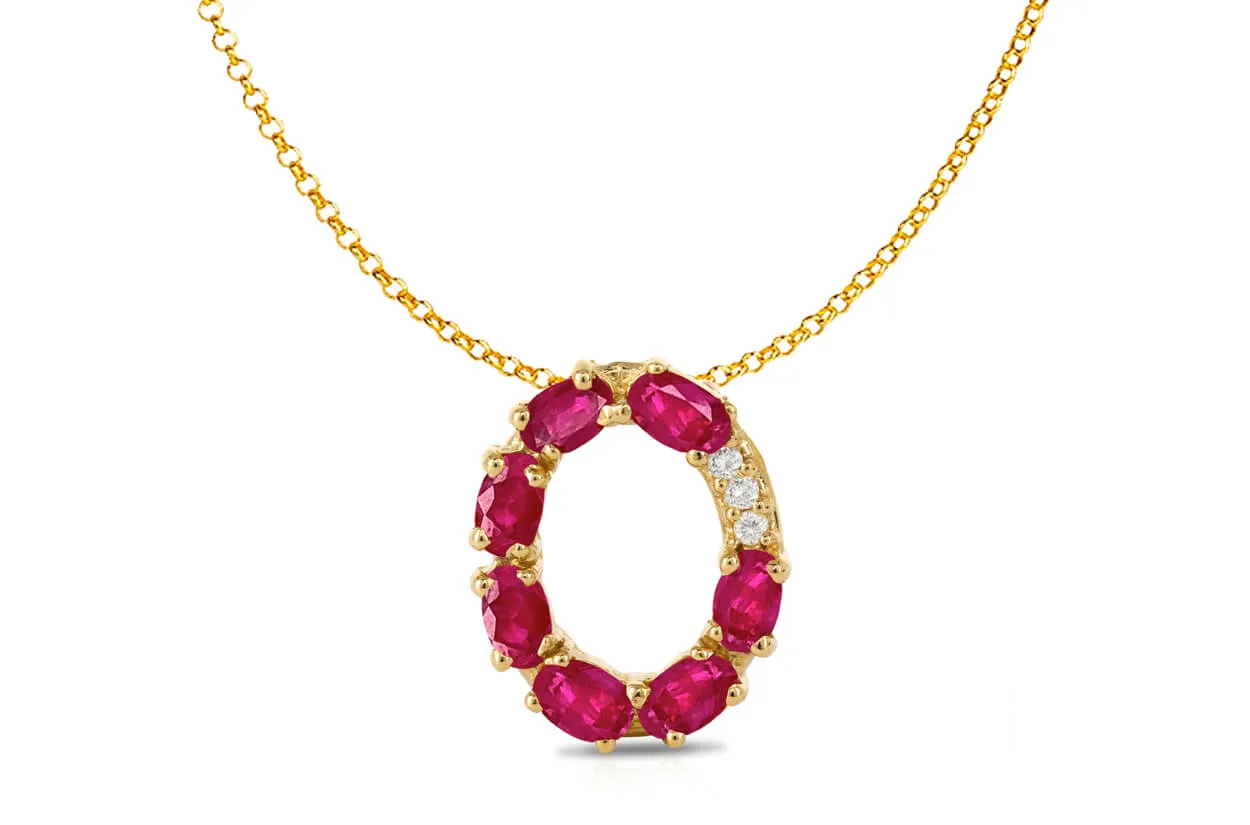Pendant Letter O Initial 18kt Gold