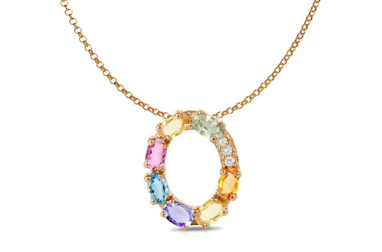 Pendant Letter O Initial 18kt Gold