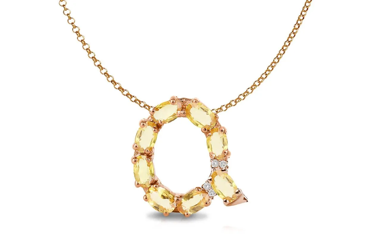 Pendant Letter Q Initial 18kt Gold