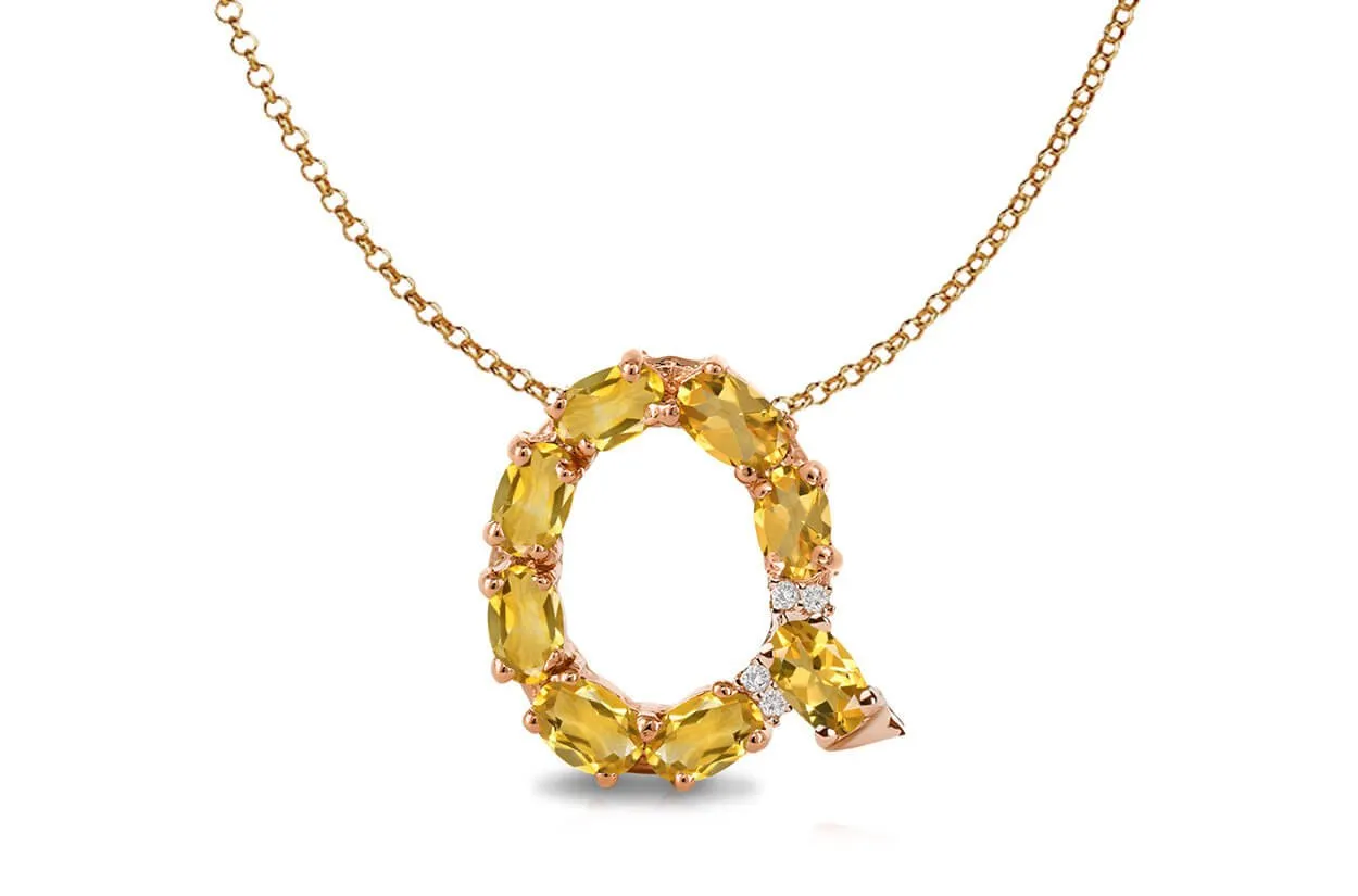 Pendant Letter Q Initial 18kt Gold