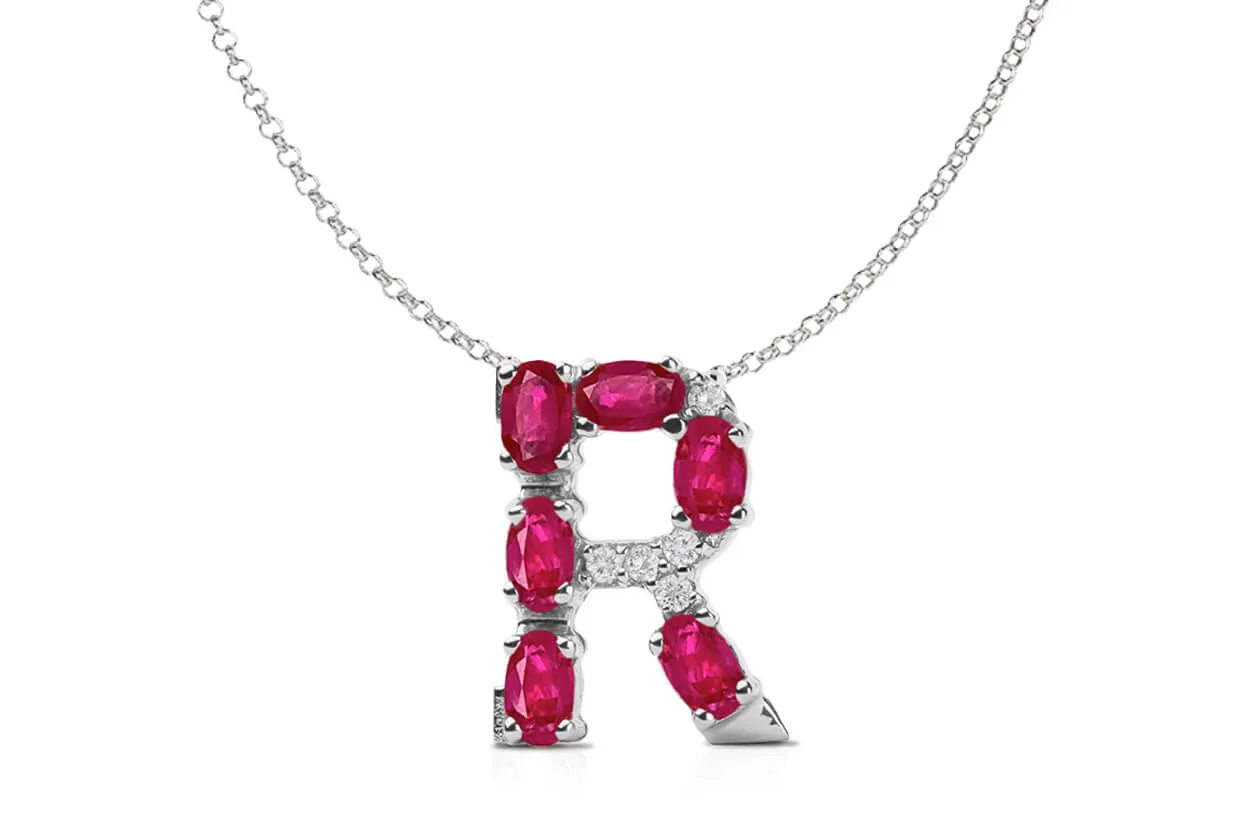 Pendant Letter R Initial 18kt Gold