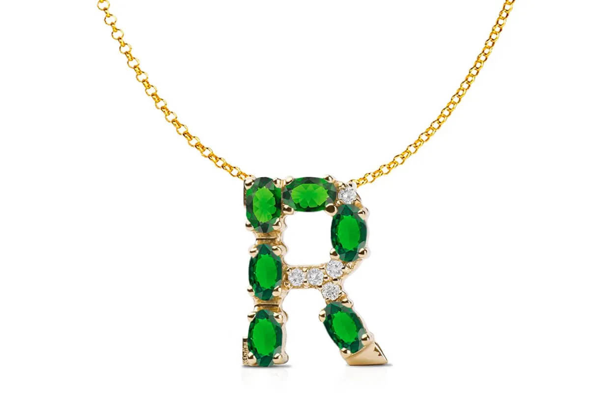 Pendant Letter R Initial 18kt Gold