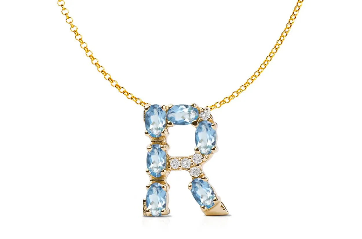 Pendant Letter R Initial 18kt Gold