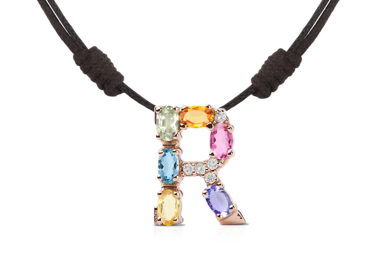 Pendant Letter R Initial 18kt Gold