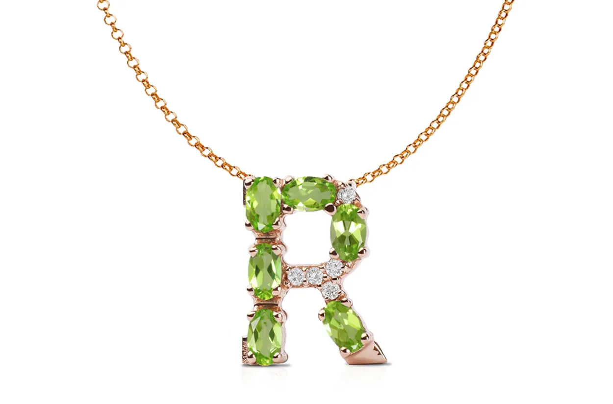 Pendant Letter R Initial 18kt Gold