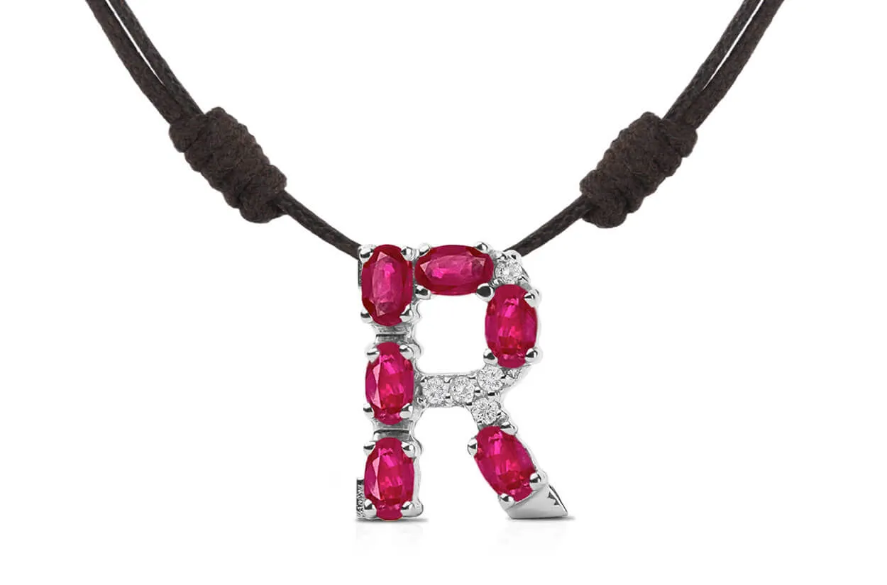 Pendant Letter R Initial 18kt Gold
