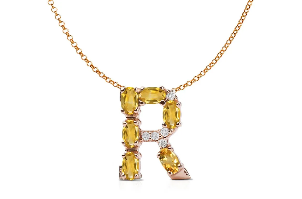 Pendant Letter R Initial 18kt Gold