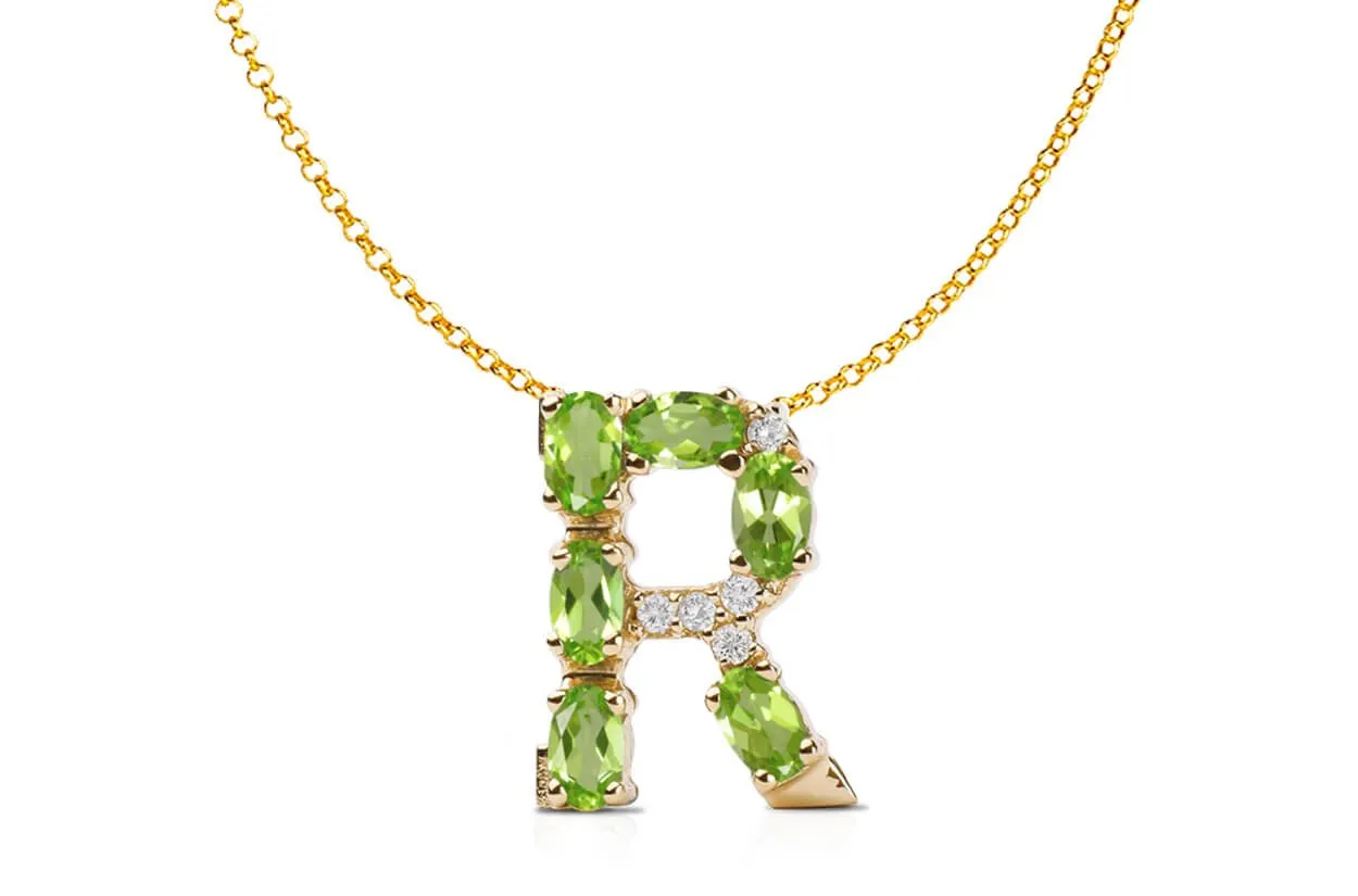 Pendant Letter R Initial 18kt Gold