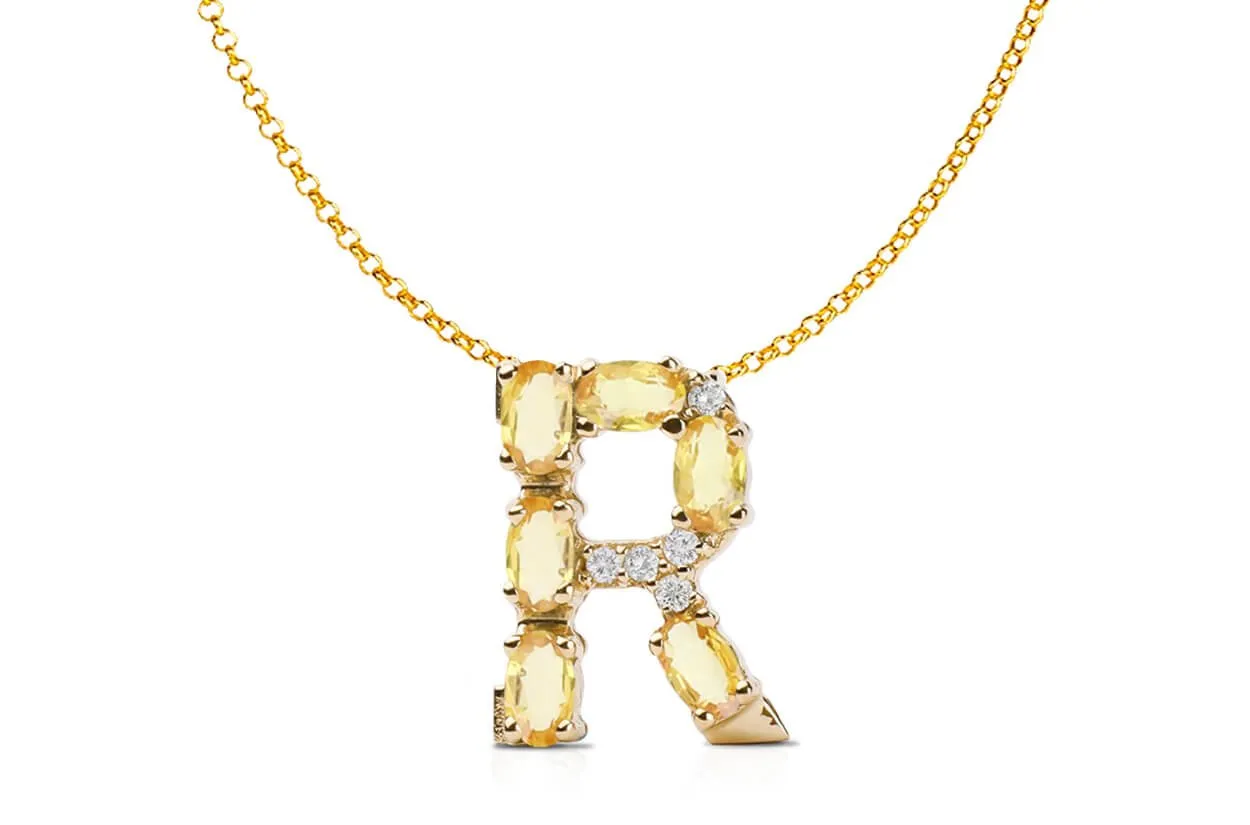Pendant Letter R Initial 18kt Gold