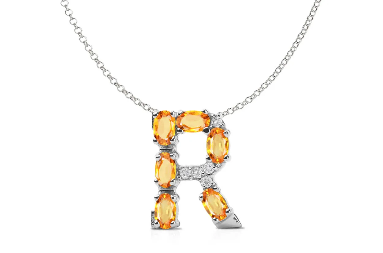 Pendant Letter R Initial 18kt Gold