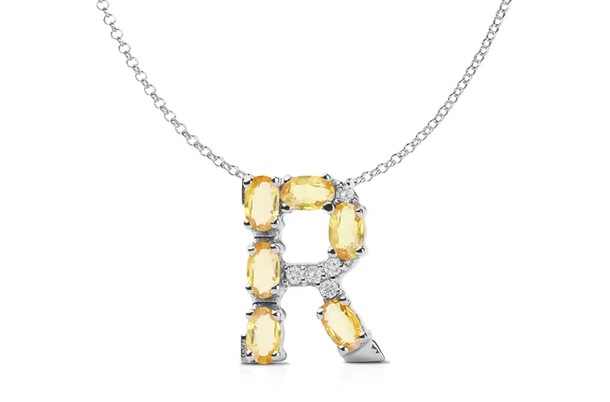 Pendant Letter R Initial 18kt Gold
