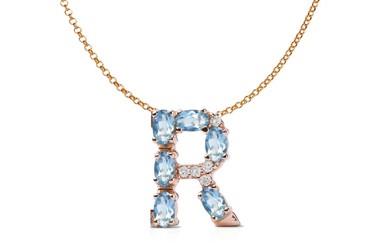Pendant Letter R Initial 18kt Gold